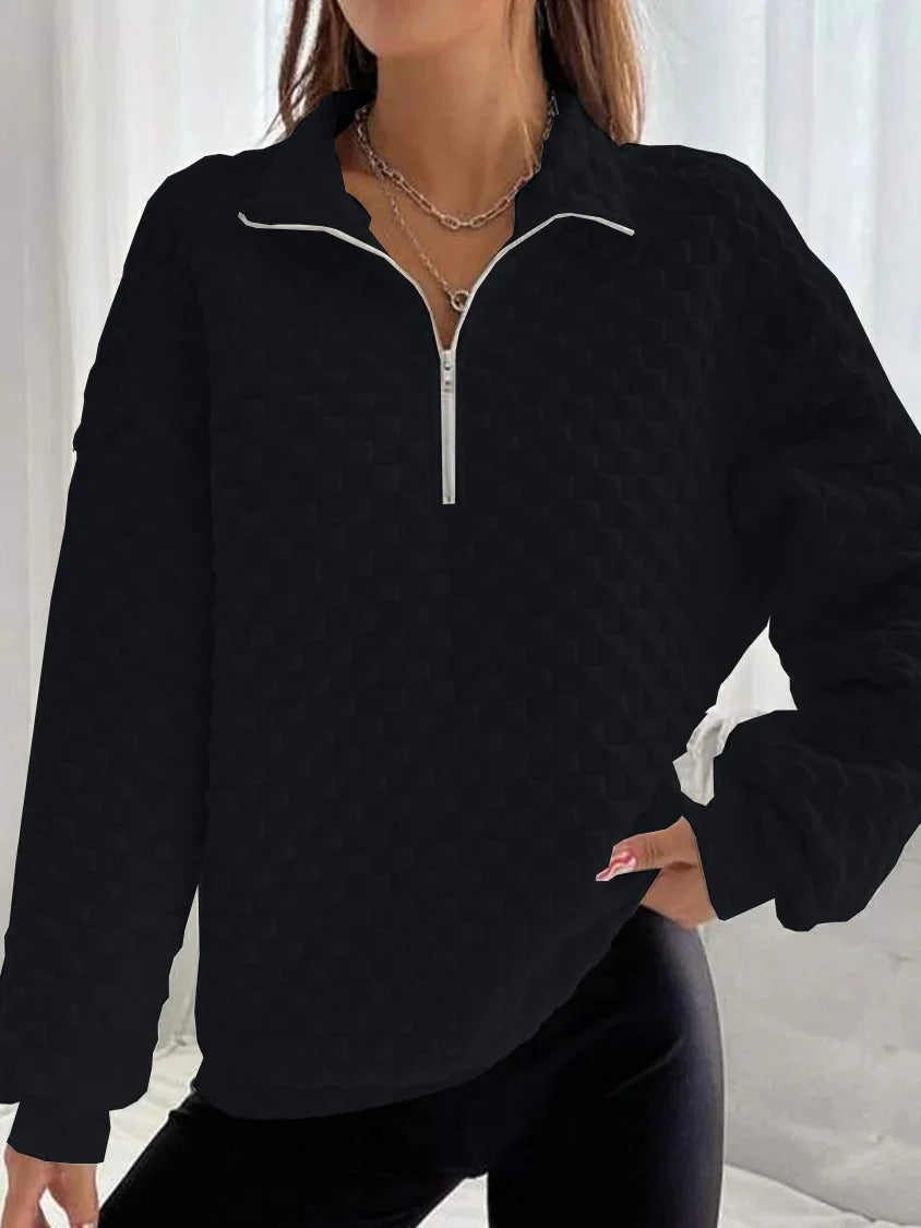 Geisha - Maglione elegante e moderno con scollo a V e zip