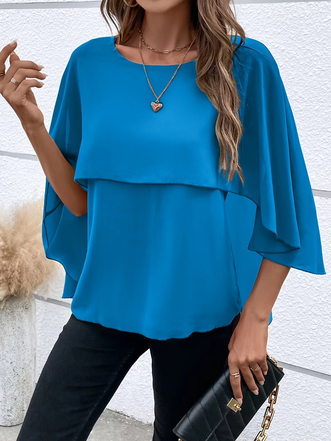 Arah - Elegante Blusa a Strati con Maniche Pipistrello