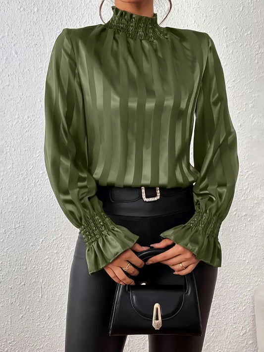Lottie - Elegante blusa arricciata con scollo tondo