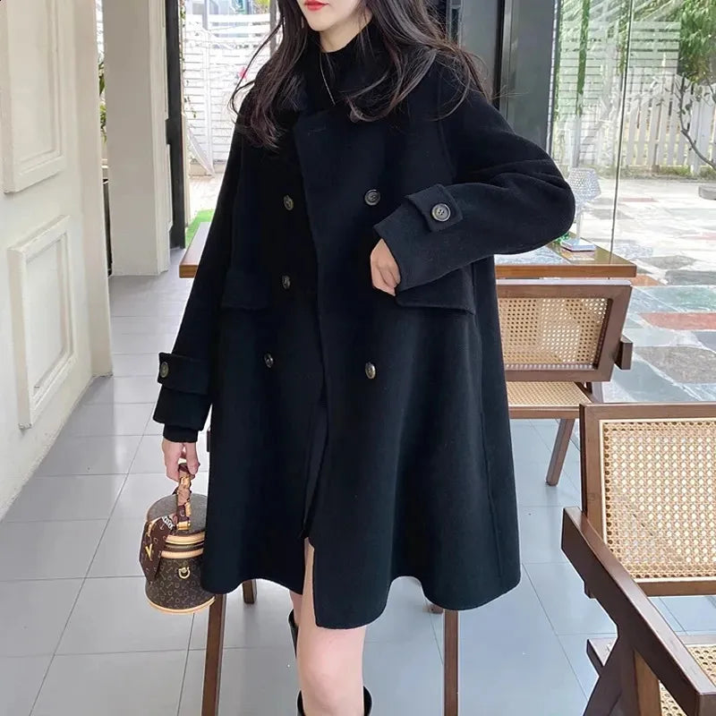 Angela - Cappotto doppiopetto da donna di media lunghezza