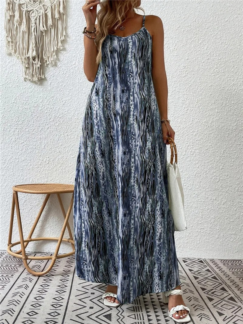 Lainey - Elegante abito lungo boho senza maniche