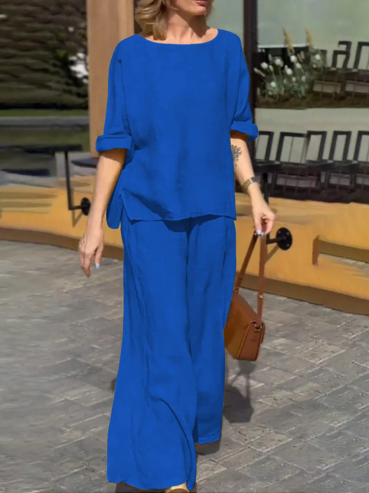 Alaya - Completo casual con blusa ampia e pantaloni a gamba larga