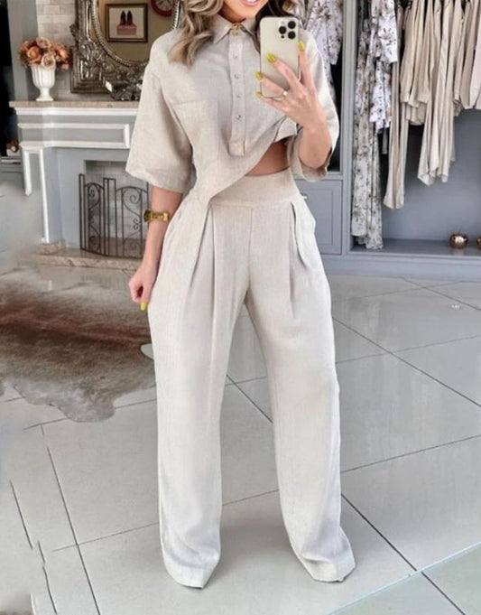 Frances - Completo due pezzi composto da pantaloni e camicia per donna