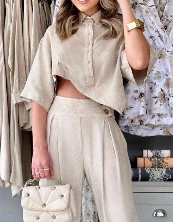 Frances - Completo due pezzi composto da pantaloni e camicia per donna