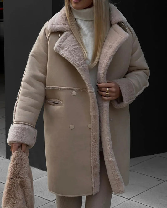 Ellen - Cappotto lungo e caldo in peluche alla moda