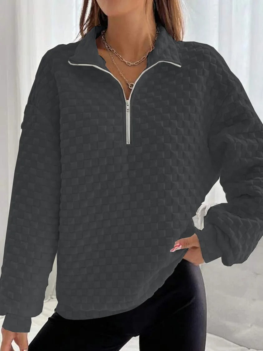 Geisha - Maglione elegante e moderno con scollo a V e zip