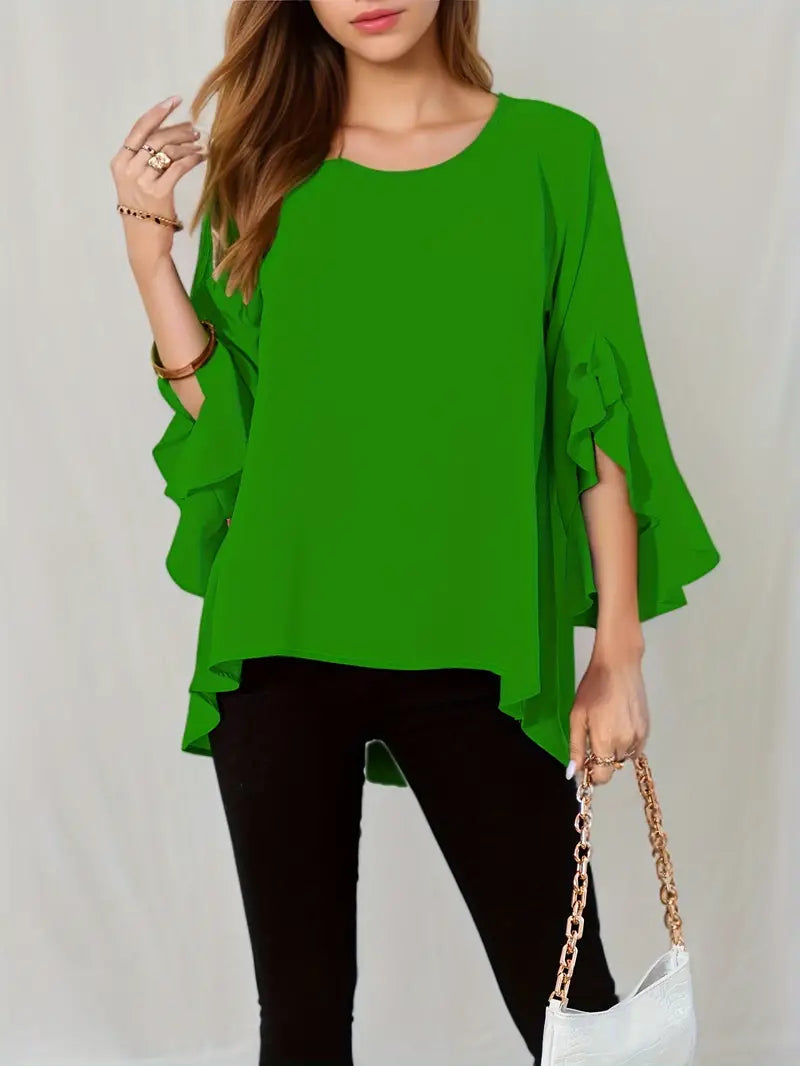 Zorina - Elegante Blusa con Maniche a Volant