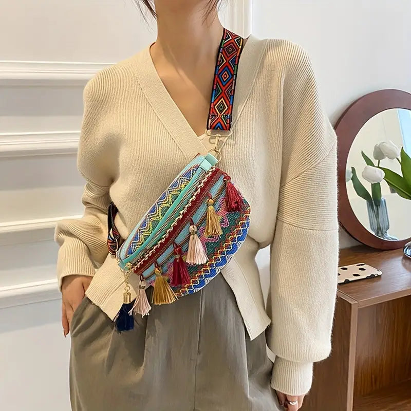 Dixie - Borsa a tracolla in stile etnico retrò