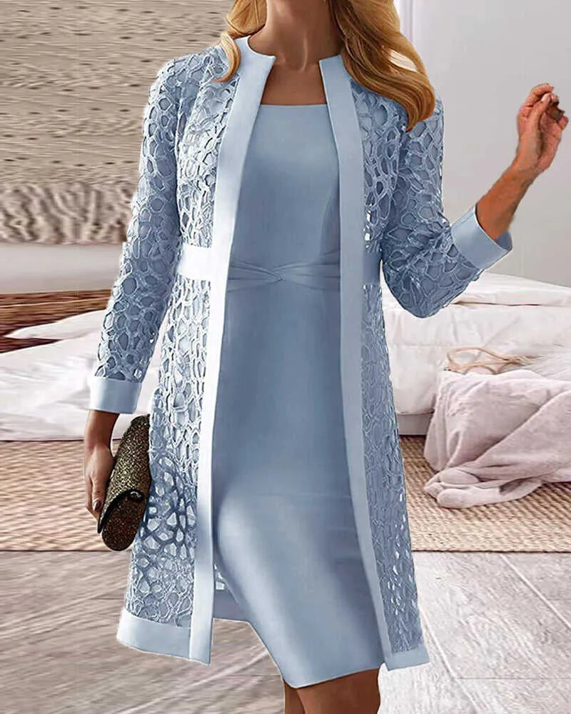 Lucy - Abito cardigan in pizzo da donna, due pezzi