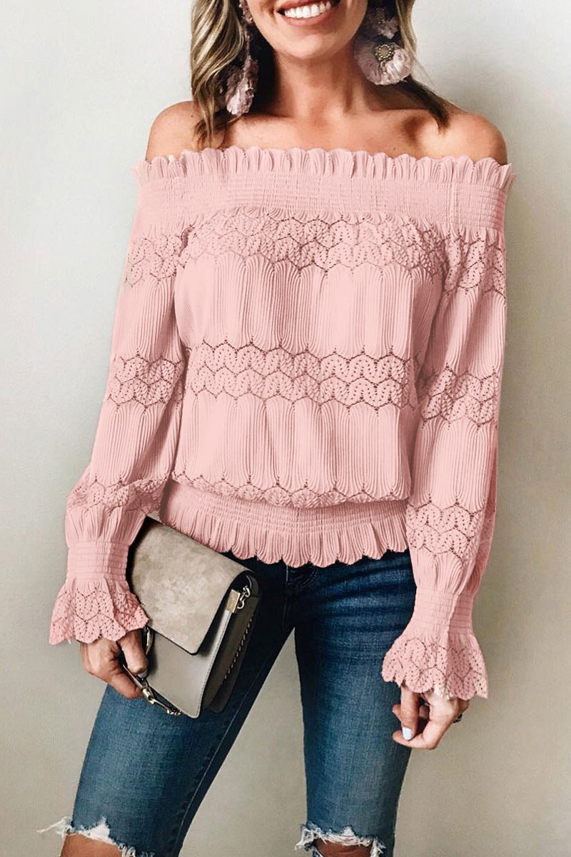 Rana - Elegante blusa off-shoulder a maniche lunghe