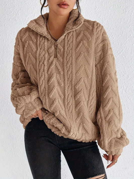 Yasmina - Maglione caldo e comodo con mezza zip