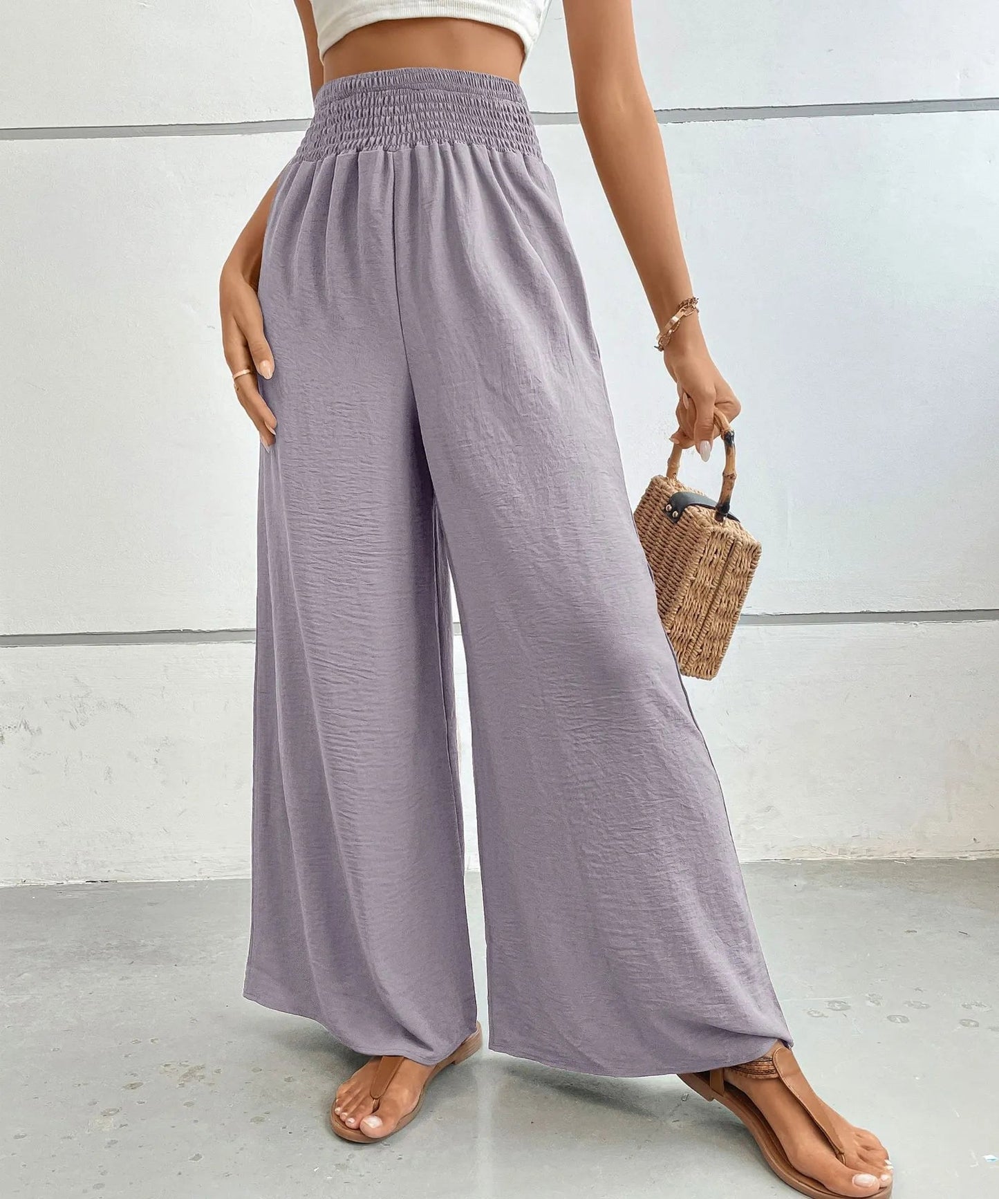 Glenna - Pantaloni casual a vita alta e gamba larga