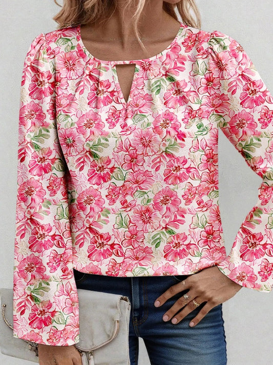 Soraya - Blusa a maniche lunghe con stampa floreale chic