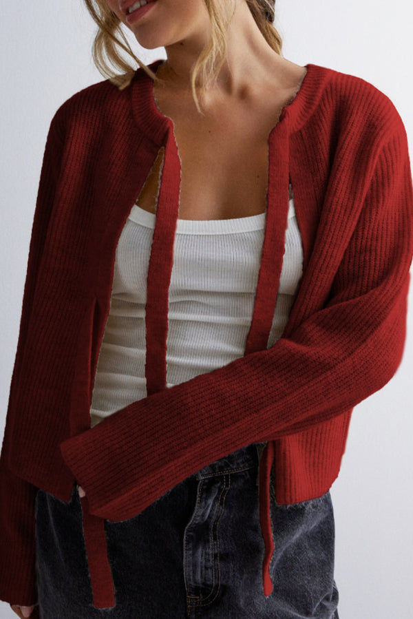 Korinna - Cardigan chic in maglia con chiusura a lacci