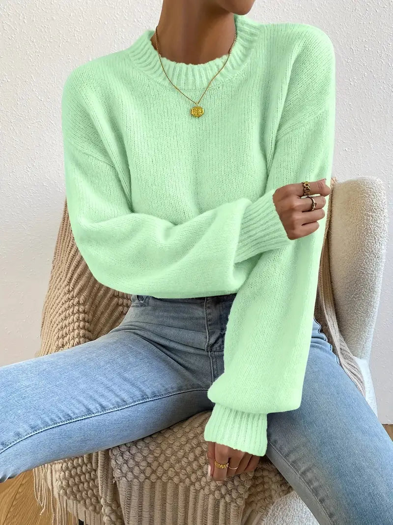 Agatha - Maglione casual a maniche lunghe con scollo rotondo per donna