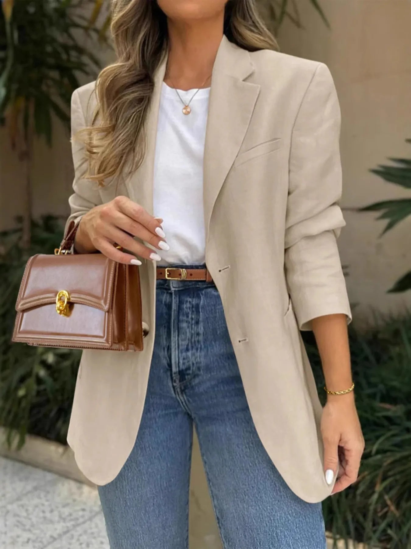 Faelina - Elegante blazer a maniche lunghe con tasche