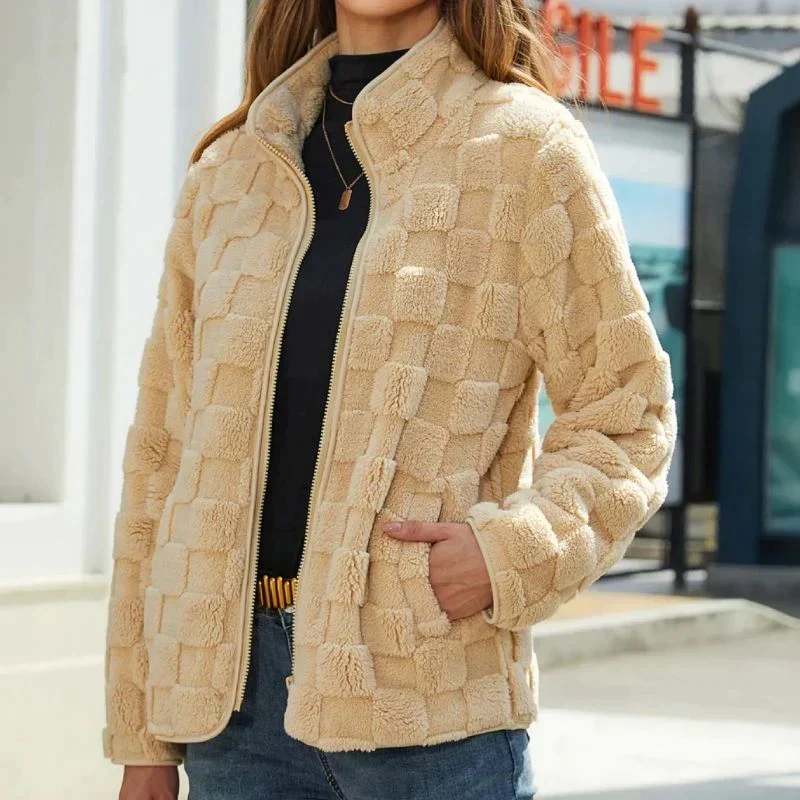 Riane - Elegante giacca in pile morbido con cerniera