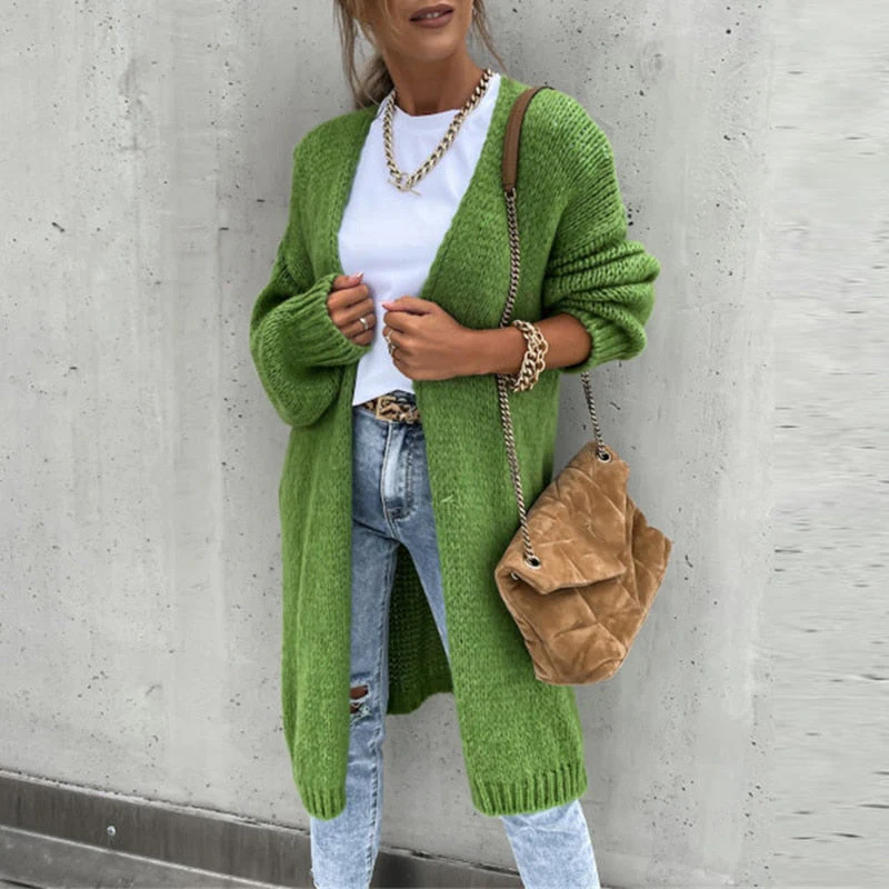 Reanna - Cardigan lungo casual in maglia
