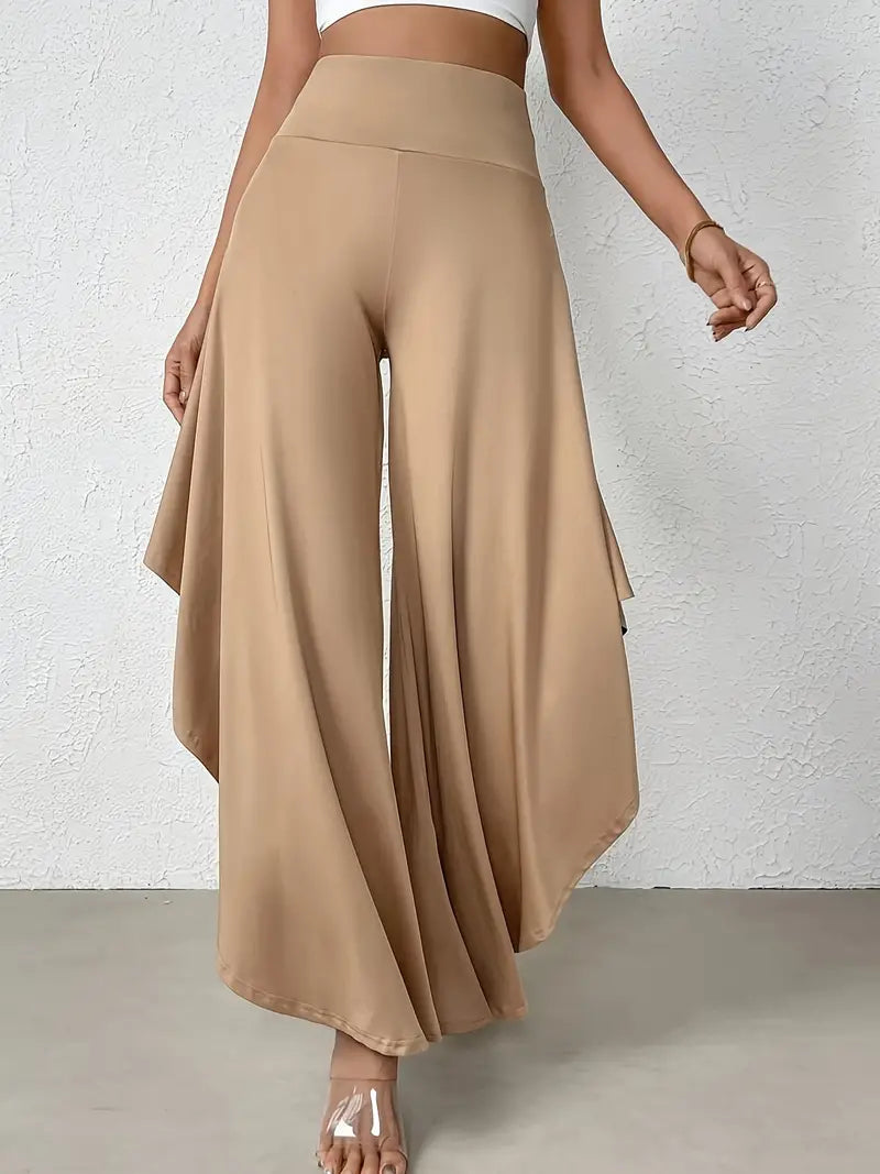 Ingrid - Pantaloni a gamba larga con orlo asimmetrico