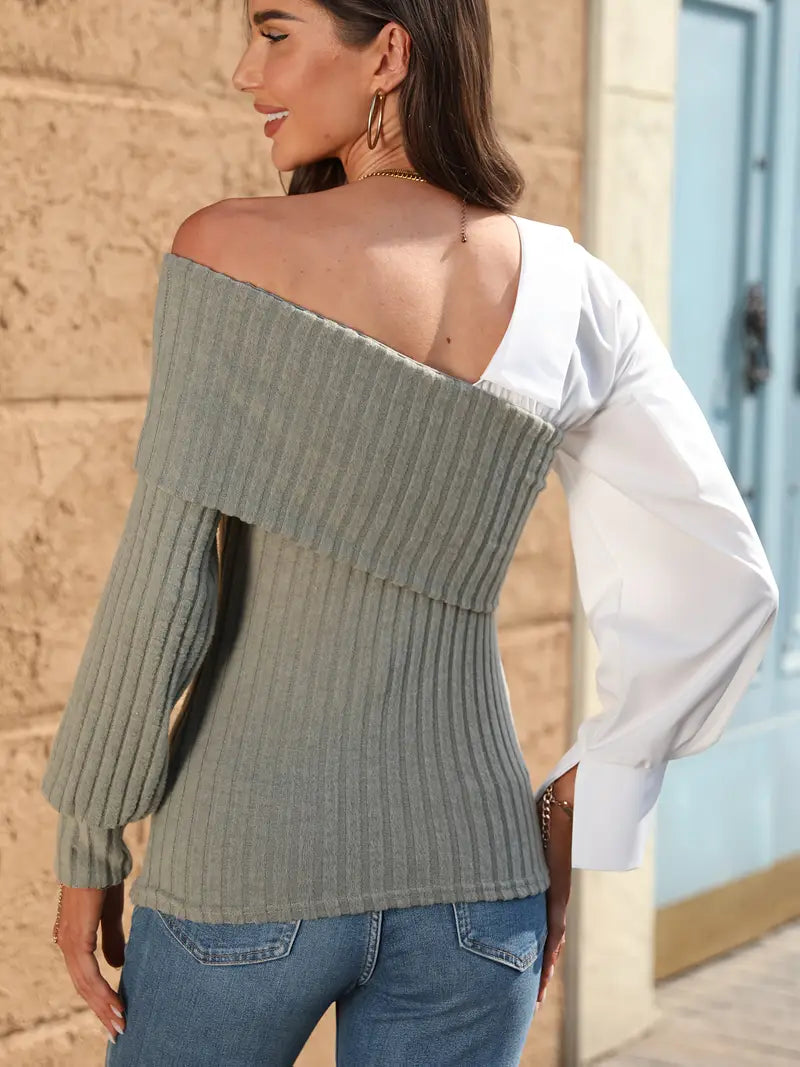 Della - Elegante top casual patchwork per donna