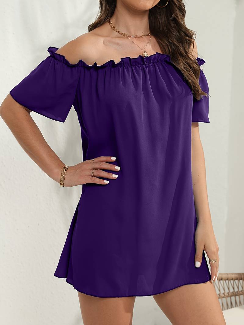 Mariana - Elegante mini abito a maniche corte con spalle scoperte