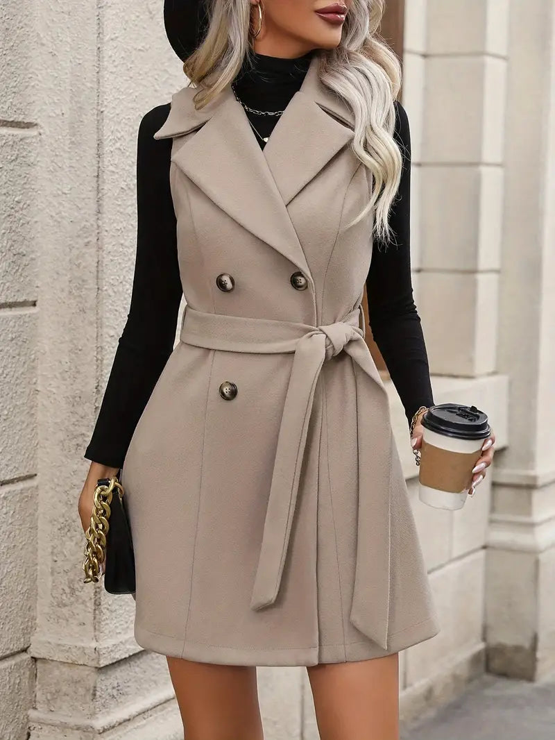 Adeline - Cappotto gilet doppiopetto con cintura Clasi