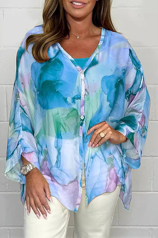 Zia - Blusa colorata a maniche lunghe con vestibilità ampia