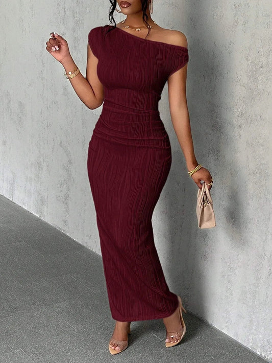 Elizabeth - Abito bodycon lungo monospalla asimmetrico