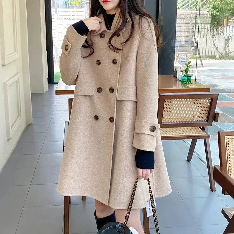 Angela - Cappotto doppiopetto da donna di media lunghezza
