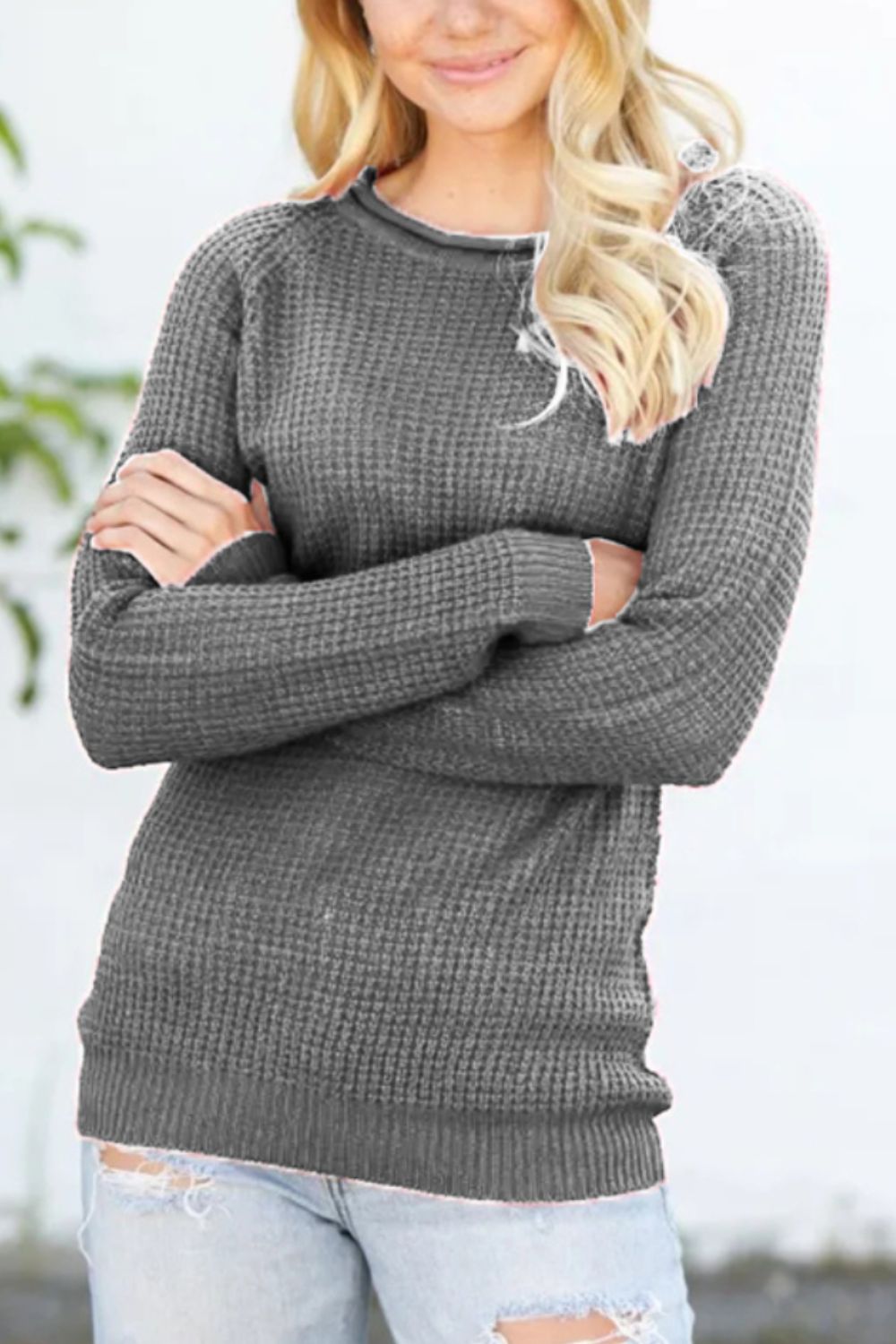 Feliza - Maglione caldo casual in maglia waffle