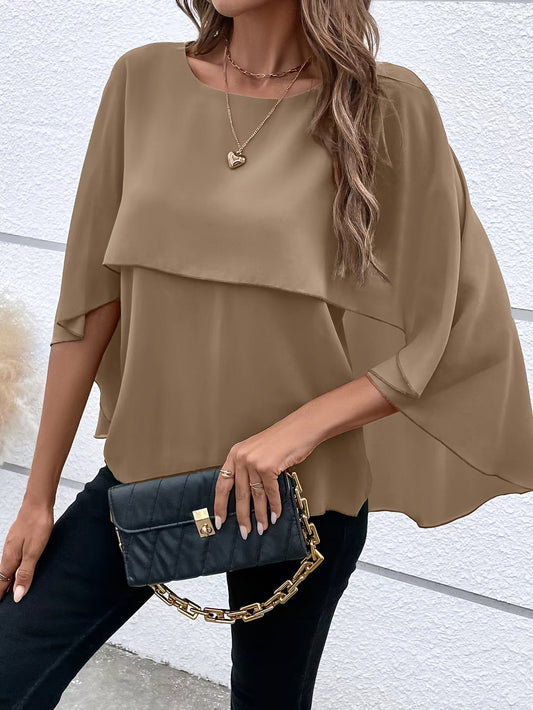 Arah - Elegante Blusa a Strati con Maniche Pipistrello