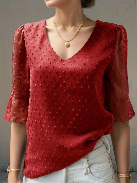 Flor - Elegante blusa ampia in chiffon con scollo a V