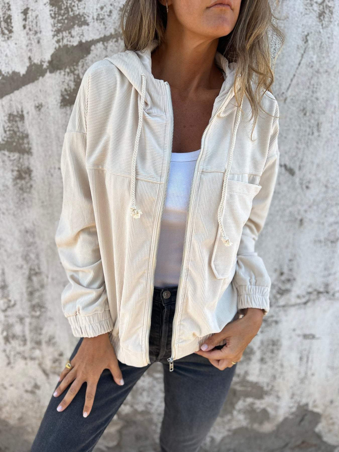 Edeline - Giacca casual con cappuccio e zip