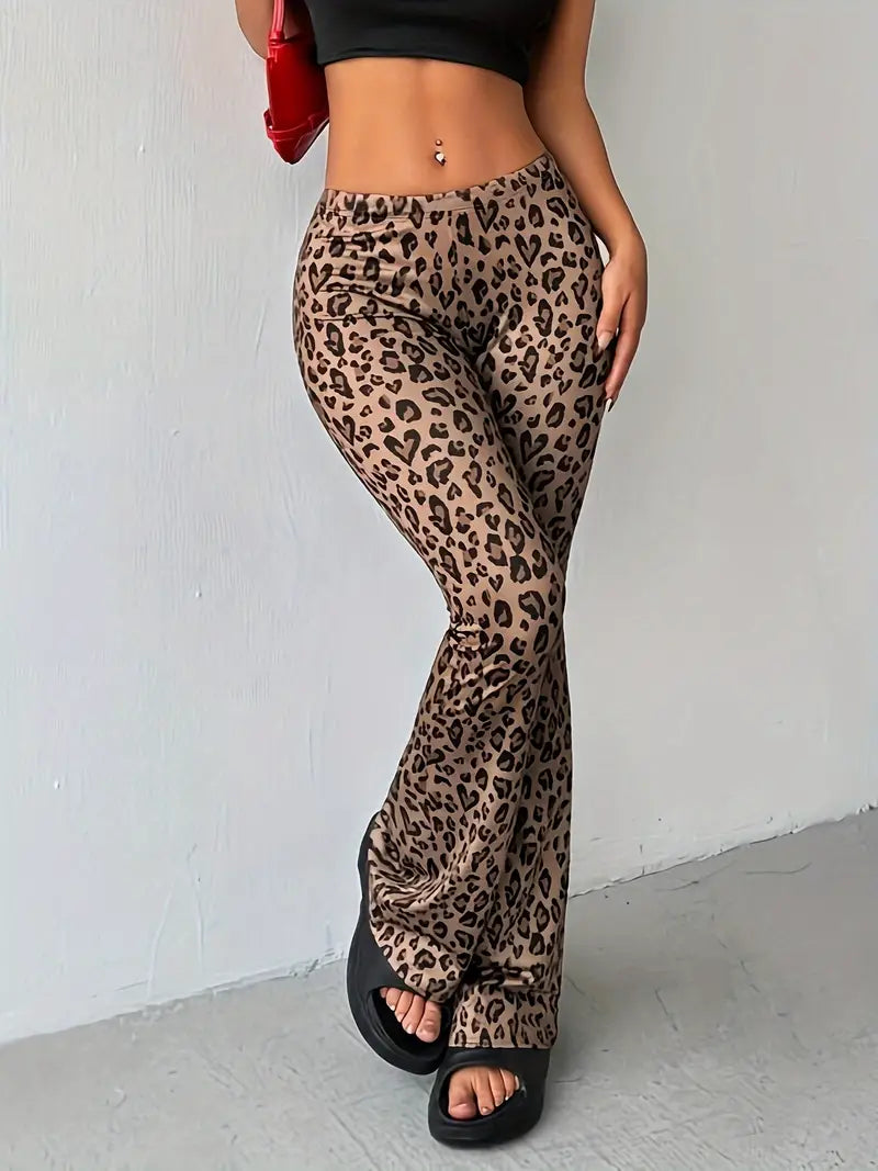 Cora - Pantaloni svasati con stampa leopardata