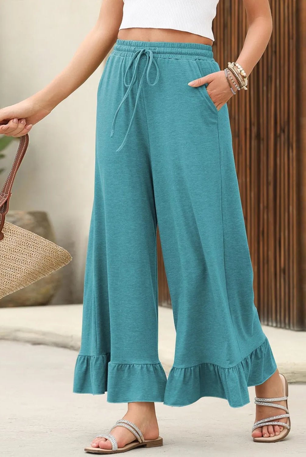 Ava - Pantaloni ampi con volant