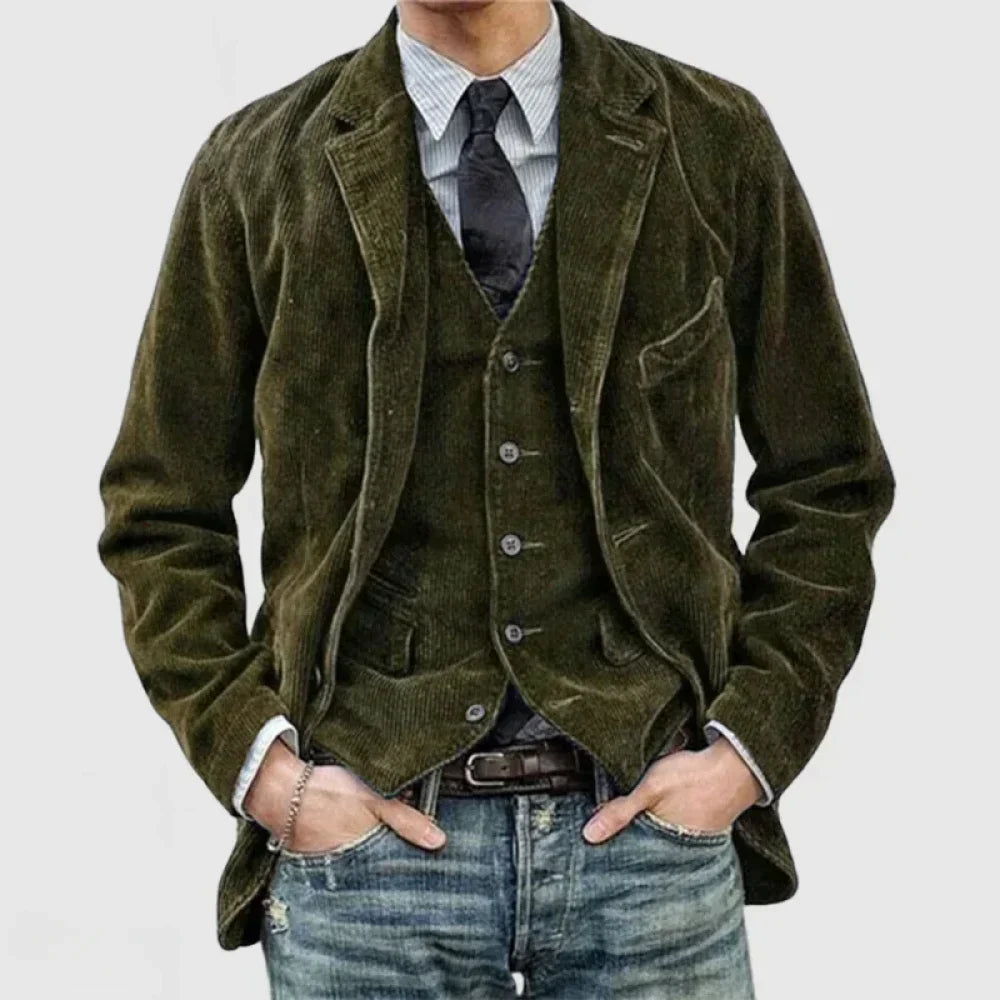 Gilet Uomo In Velluto A Coste - Vintage, Scollo A V, Bottoni, Stile Britannico Slim, Casual, Taglie S-3XL