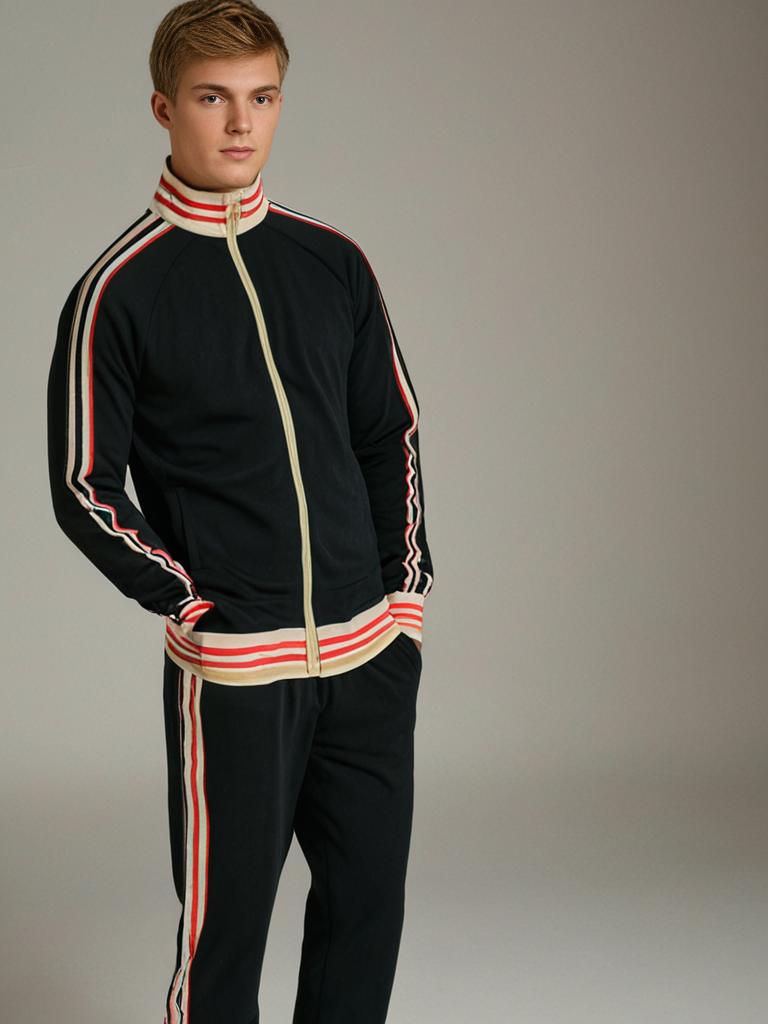 Set tuta e pantaloni sportivi a righe da uomo