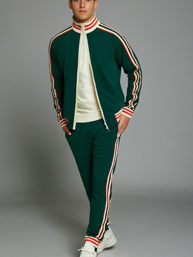 Set tuta e pantaloni sportivi a righe da uomo