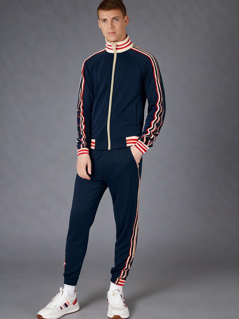 Set tuta e pantaloni sportivi a righe da uomo
