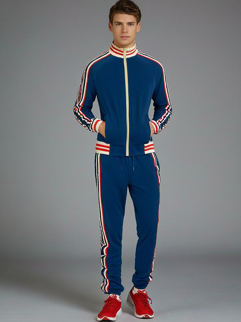 Set tuta e pantaloni sportivi a righe da uomo