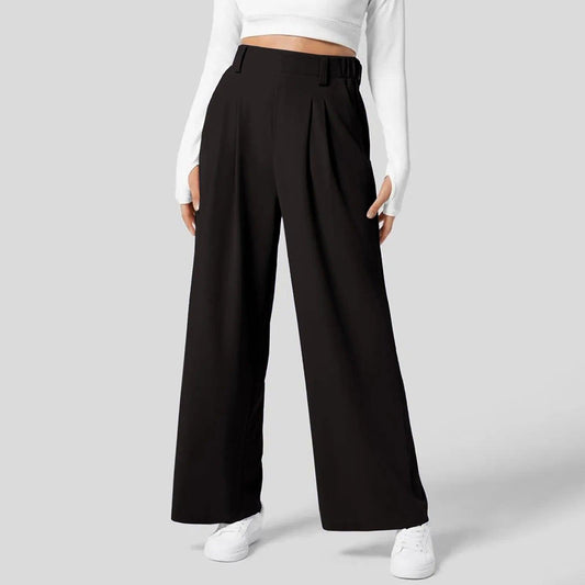 Zilena - Pantalone a gamba larga con vita elastica