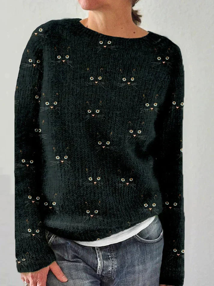 Emily - Pullover stilizzato con stampa Katzen