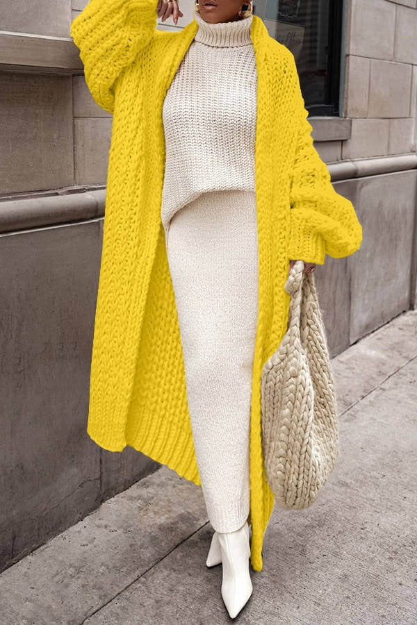 Ranette - Elegante cardigan lungo oversize e caldo in maglia