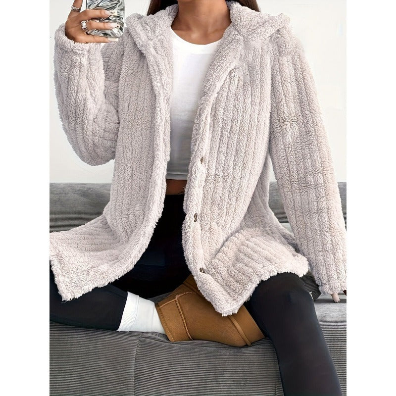 Lakisha - Elegante giacca ampia con cappuccio e pile interno