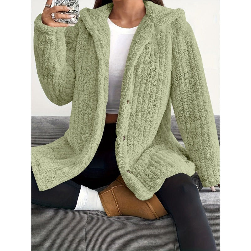 Lakisha - Elegante giacca ampia con cappuccio e pile interno