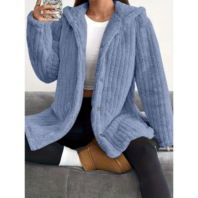 Lakisha - Elegante giacca ampia con cappuccio e pile interno
