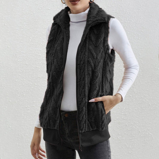 Kaisey - Gilet casual smanicato in jacquard con pile