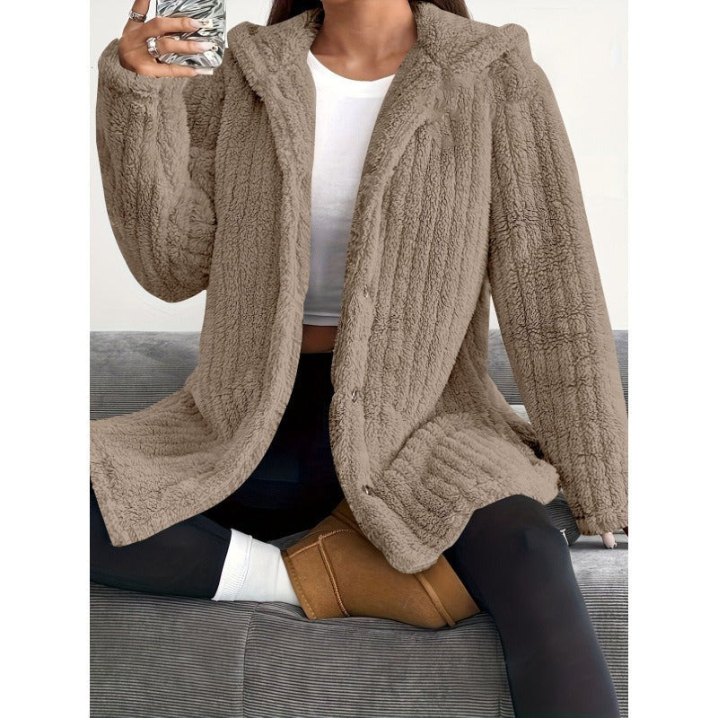 Lakisha - Elegante giacca ampia con cappuccio e pile interno