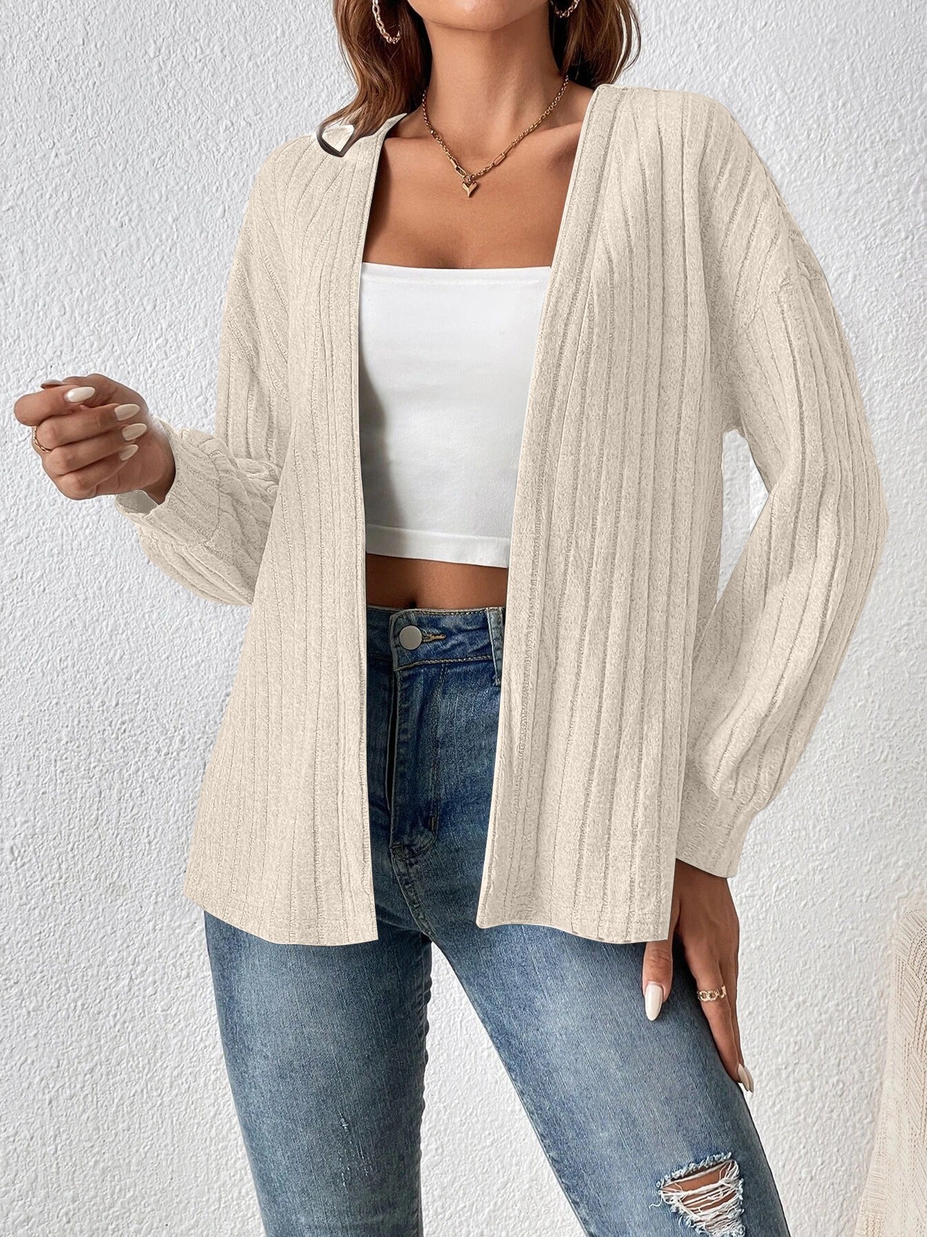 Kaira - Cardigan casual in maglia a coste
