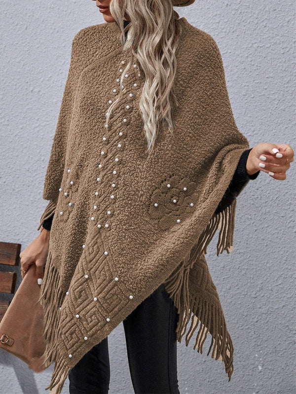 Quincy - Elegante maglione poncho ampio con maniche pipistrello